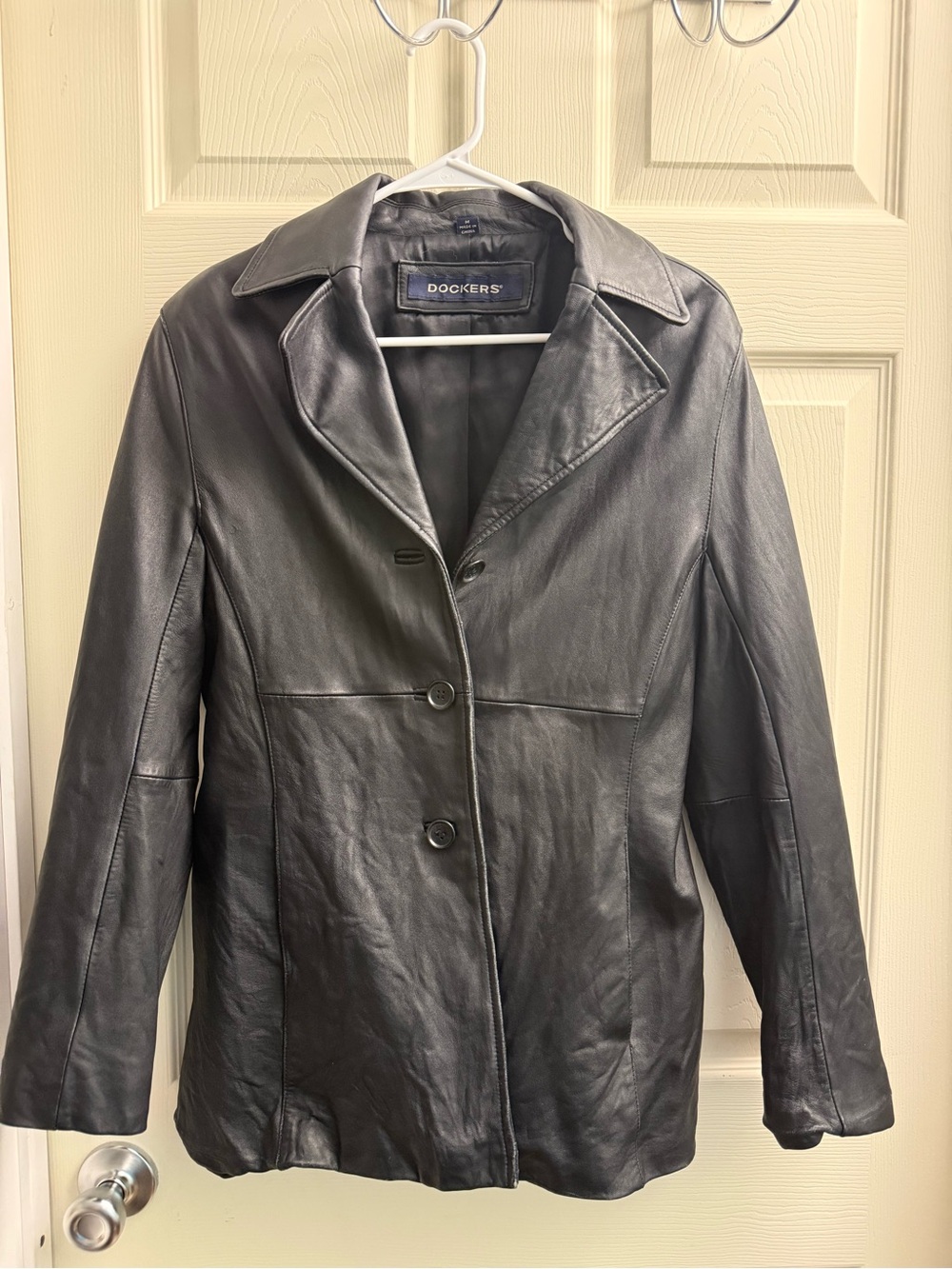 Dockers Black Leather Button-Front Women's Jacket